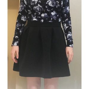 Black Scalloped Mini Skater Skirt